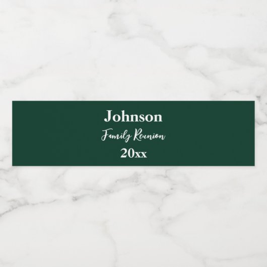 ファミリー懇親会ダークグリーンホワイトネーム年テンプレート ペットボトルラベル (シングルラベル)