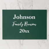 ファミリー懇親会ダークグリーンホワイトネーム年ランチョンマット ペーパーパッド (正面)