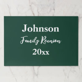 ファミリー懇親会ダークグリーンホワイトネーム年ランチョンマット ペーパーパッド