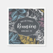 ファミリー懇親会チョークヴィンテージフローラ紙 スタンダードカクテルナプキン (正面)