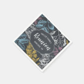 ファミリー懇親会チョークヴィンテージフローラ紙 スタンダードカクテルナプキン (角)