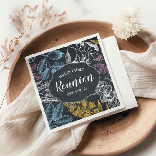 ファミリー懇親会チョークヴィンテージフローラ紙 スタンダードカクテルナプキン