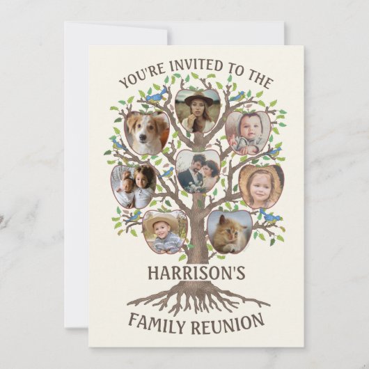 ファミリー懇親会ツリーが集まる8枚の写真集 招待状 (正面)
