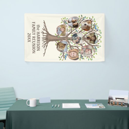 ファミリー懇親会ツリーが集まる8枚の写真集 横断幕 (トレードショー)