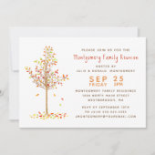 ファミリー懇親会ツリーウォーターカラー紅葉 招待状 (正面)