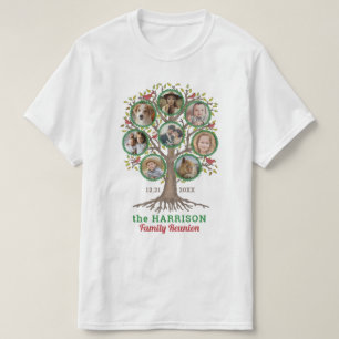 ファミリー懇親会ツリーフォトコラージュカスタムウィンターリート Tシャツ