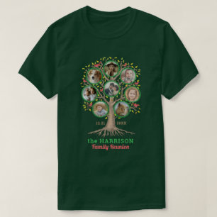 ファミリー懇親会ツリーフォトコラージュカスタムウィンターDk Tシャツ