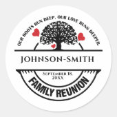 ファミリー懇親会ツリー感動的引用文 ラウンドシール (正面)