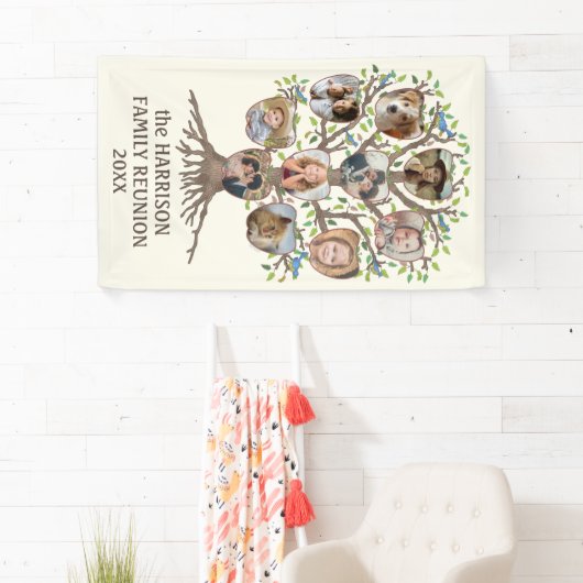 ファミリー懇親会ツリー集まる10フォトコラージュ 横断幕 (インサイチュ)