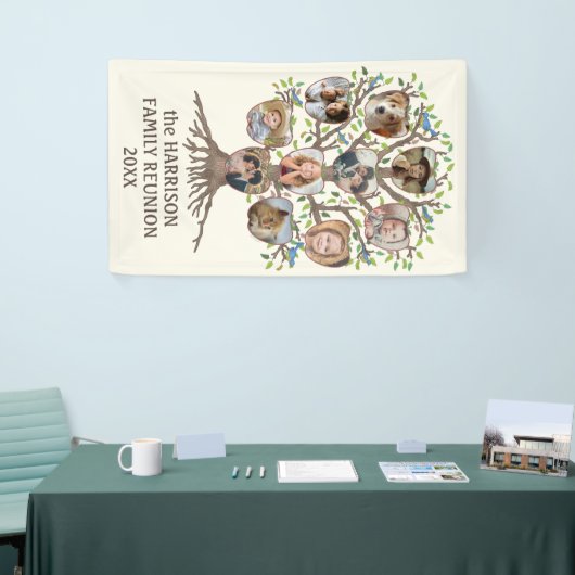 ファミリー懇親会ツリー集まる10フォトコラージュ 横断幕 (トレードショー)