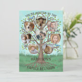 ファミリー懇親会ツリー8フォトコラージュカスタムパーティー 招待状 (スタンド正面)