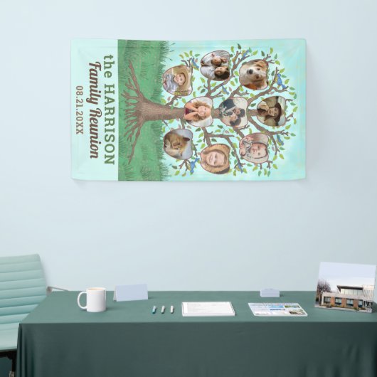 ファミリー懇親会ツリー9フォトコラージュカスタムパーティー 横断幕 (トレードショー)