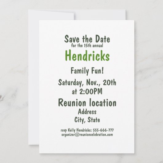 ファミリー懇親会デザイン 招待状 (裏面)