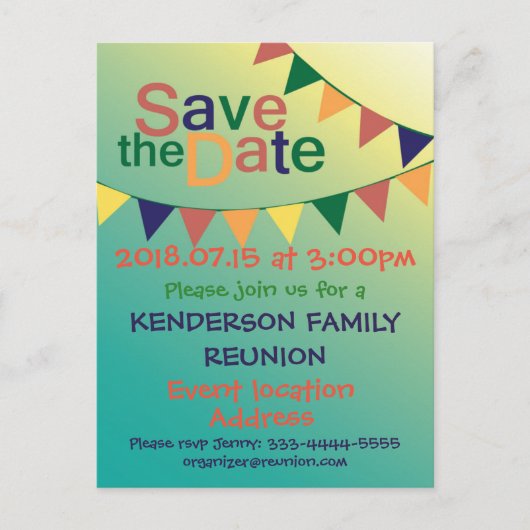 ファミリー懇親会デザイン 案内ポストカード (正面)