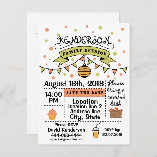 ファミリー懇親会デザイン 案内ポストカード (正面/裏面)