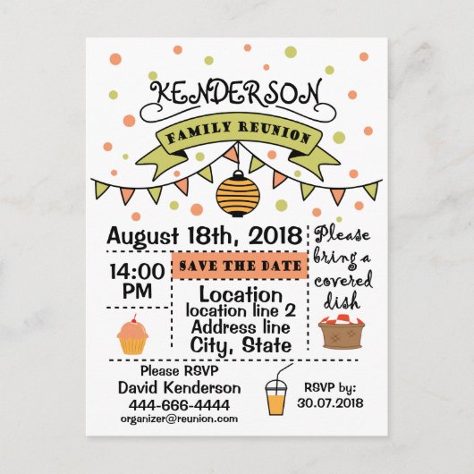 ファミリー懇親会デザイン 案内ポストカード (正面)