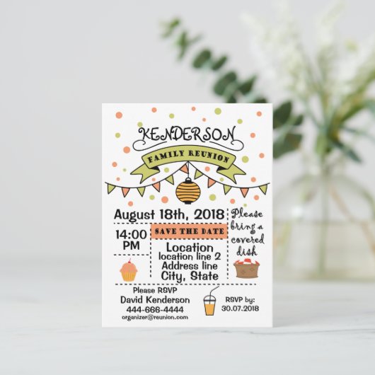 ファミリー懇親会デザイン 案内ポストカード (スタンド正面)