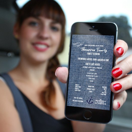 ファミリー懇親会デニム&船員いかり招待状 招待状