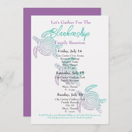 ファミリー懇親会トバルアートタートルスリーデイイベント 招待状 (正面/裏面)