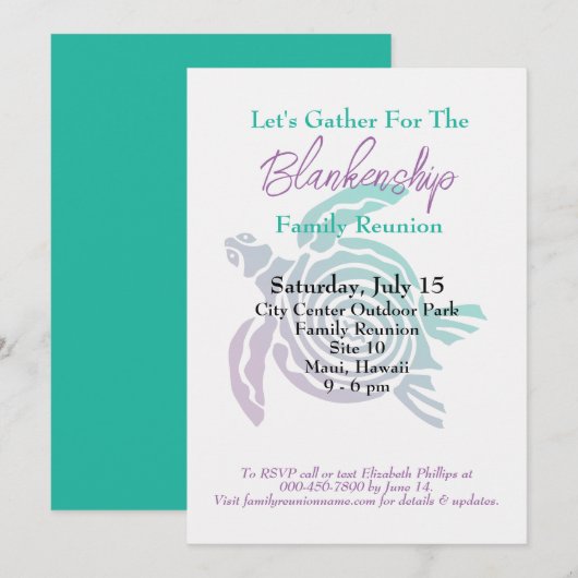 ファミリー懇親会トバルアートタートルデイ独身のイベント 招待状 (正面/裏面)