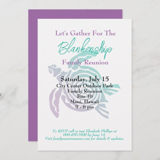 ファミリー懇親会トバルアートタートルデイ独身のイベント 招待状 (正面/裏面)