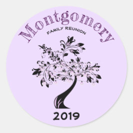 ファミリー懇親会トレンディーパープルブラックツリーカスタム ラウンドシール