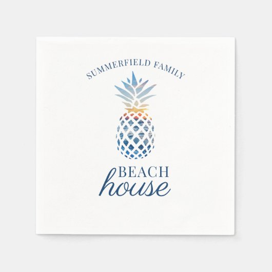 ファミリー懇親会トロピカルパイナップル航海のカスタム スタンダードカクテルナプキン (正面)