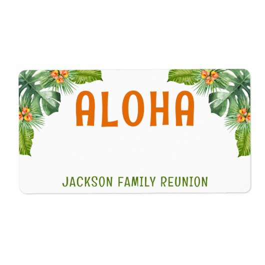 ファミリー懇親会トロピカルパームアロハネームタグ ラベル (正面)