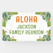 ファミリー懇親会トロピカルパームルアウ（ハワイ式宴会）ウォーターカラー 横断幕 (横)
