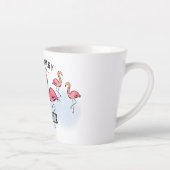 ファミリー懇親会トロピカルピンクフラミンゴ名前をカスタムする カフェラテマグ (右)