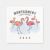 ファミリー懇親会トロピカルピンクフラミンゴ名前をカスタムする スタンダードカクテルナプキン (正面)