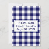 ファミリー懇親会ネイビーブルーホワイトバッファローチェックパーティー 招待状 (裏面)