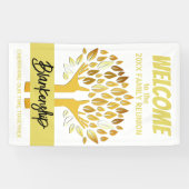 ファミリー懇親会ハンズツリ離れーズオンホワイトカスタム 横断幕 (横)