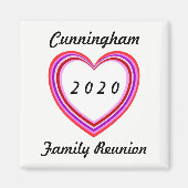 ファミリー懇親会ハートデザインSq日付形容認品 マグネット (正面)