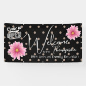 ファミリー懇親会バナー(ピンクポルカ点々のあるデイジー) 横断幕 (横)