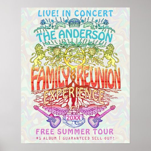 ファミリー懇親会バンドコンサートウェルカムネオンレトロ70s ポスター (正面)