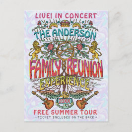 ファミリー懇親会バンドコンサートチケットテーマレトロ70s ポストカード