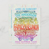 ファミリー懇親会バンドコンサートチケットネオンレトロ70s ポストカード (正面/裏面)