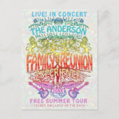 ファミリー懇親会バンドコンサートチケットネオンレトロ70s ポストカード (正面)