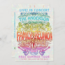 ファミリー懇親会バンドコンサートチケットネオンレトロ70s 招待状