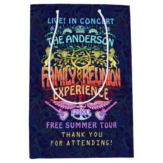 ファミリー懇親会バンドレトロ70sコンサートありがとうv2 ミディアムペーパーバッグ (正面)