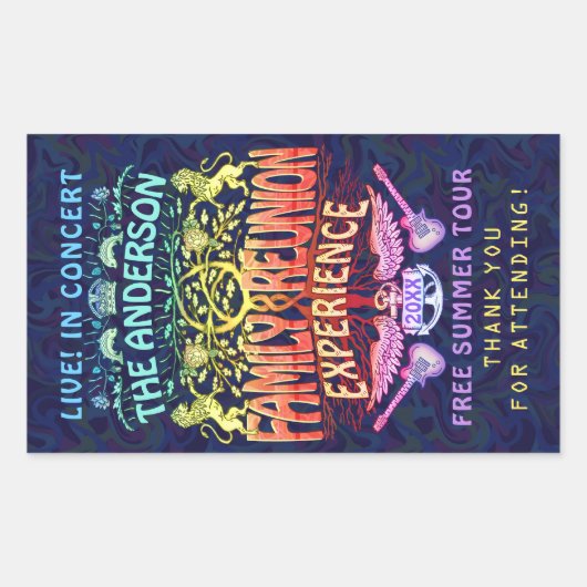 ファミリー懇親会バンドレトロ70sコンサートありがとうv2 長方形シール (正面)