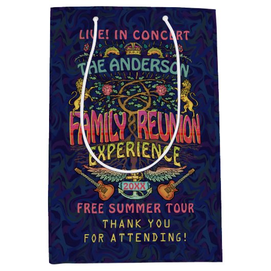 ファミリー懇親会バンドレトロ70sコンサートサンキュー ミディアムペーパーバッグ (正面)