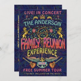 ファミリー懇親会バンドレトロ70sコンサートチケットテーマ 招待状