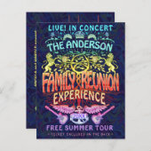 ファミリー懇親会バンドレトロ70sコンサートチケットネオン ポストカード (正面/裏面)
