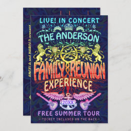 ファミリー懇親会バンドレトロ70sコンサートチケットネオン 招待状