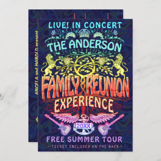 ファミリー懇親会バンドレトロ70sコンサートチケットネオン 招待状