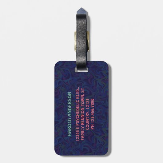 ファミリー懇親会バンドレトロ70sコンサートロゴカスタム ラゲッジタグ (裏面縦)