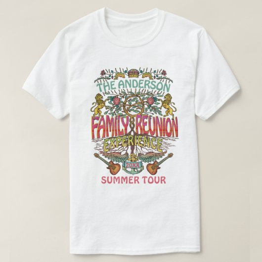 ファミリー懇親会バンドレトロ70sコンサートロゴカスタム tシャツ (デザイン正面)