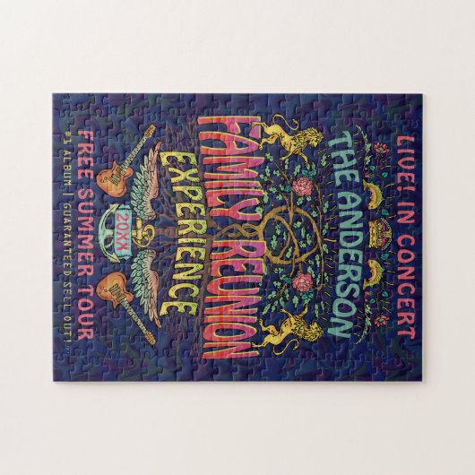 ファミリー懇親会バンドレトロ70sコンサートロゴ名 ジグソーパズル (横)